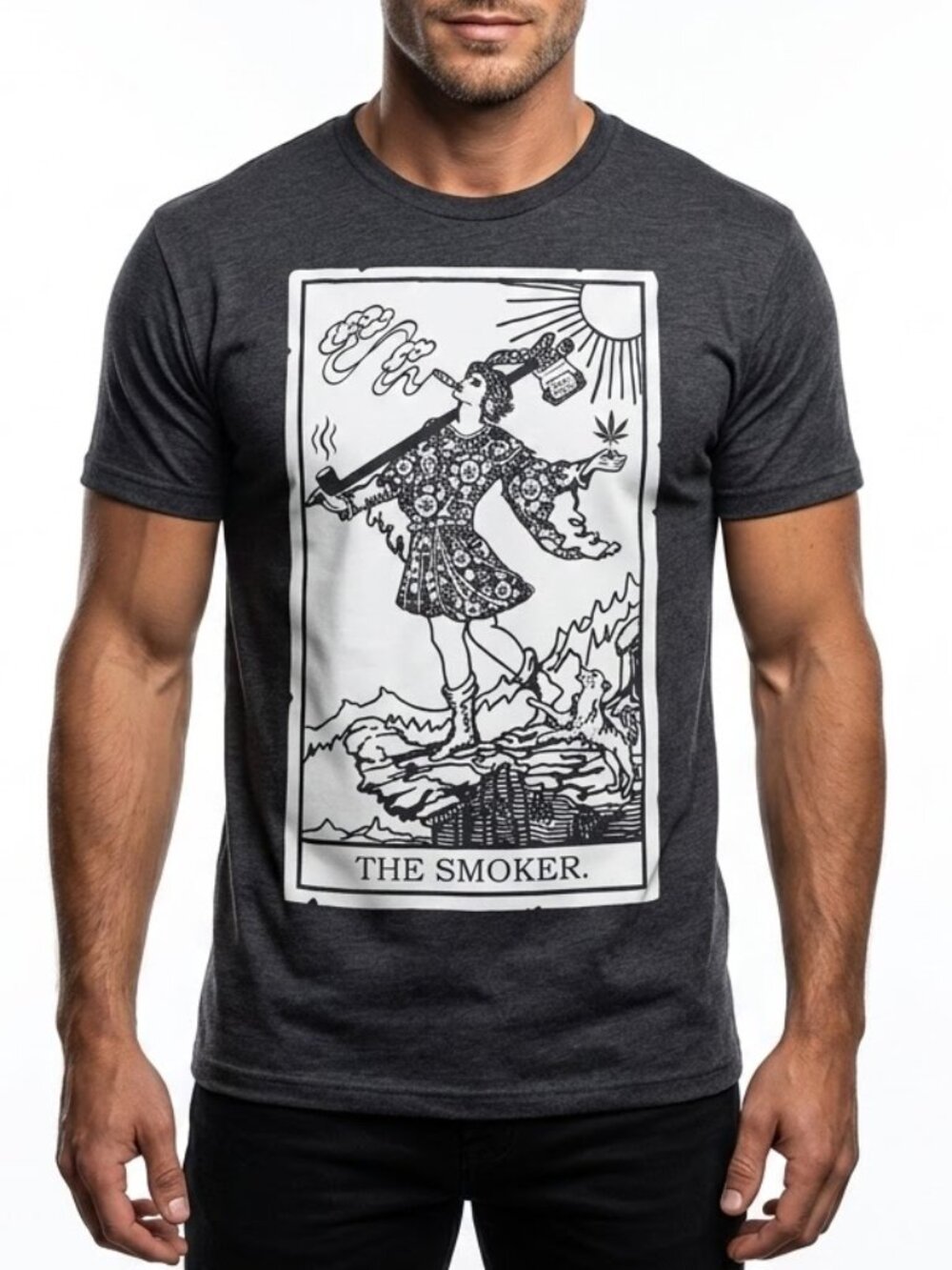 Gildan "THE SMOKER" Tarot Shirt 420 Graphic Dark Academia Sz Medium
